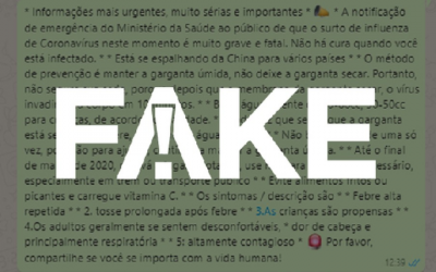 03.02.2020 – Notícias Classificadas como Fake News