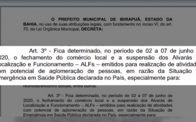 Após primeira morte por Covid-19, prefeitura de Ibirapuã decreta fechamento do comércio até domingo