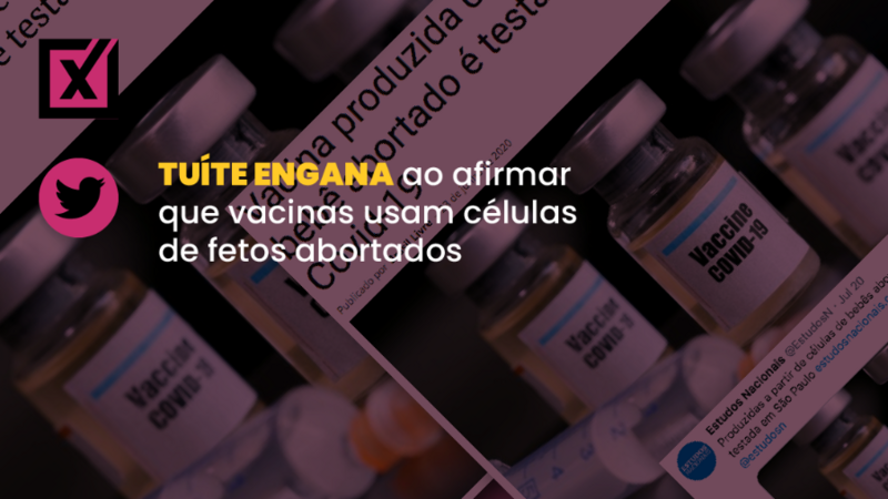 Tuíte engana ao afirmar que vacinas usam células de fetos abortados