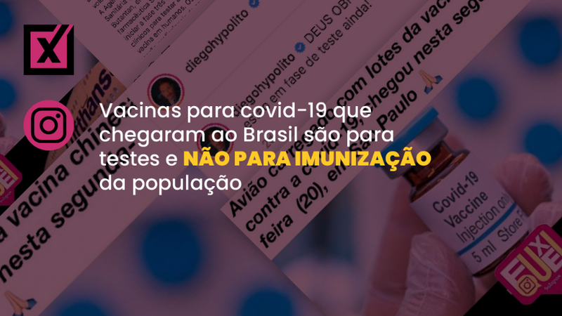 Vacinas que chegaram são para testes e não para imunização da população