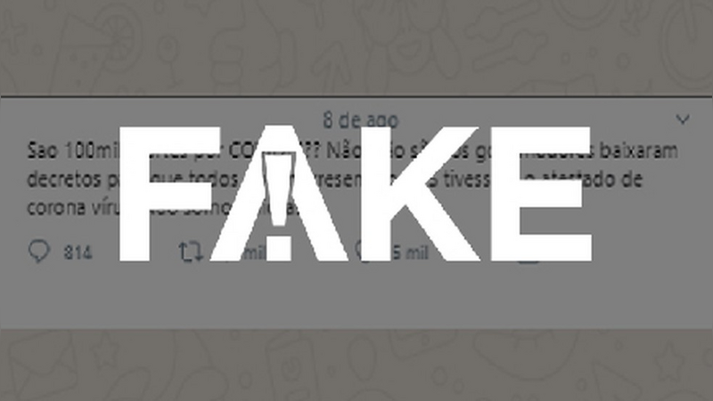 13.08.2020 – Notícias classificadas como Fake News