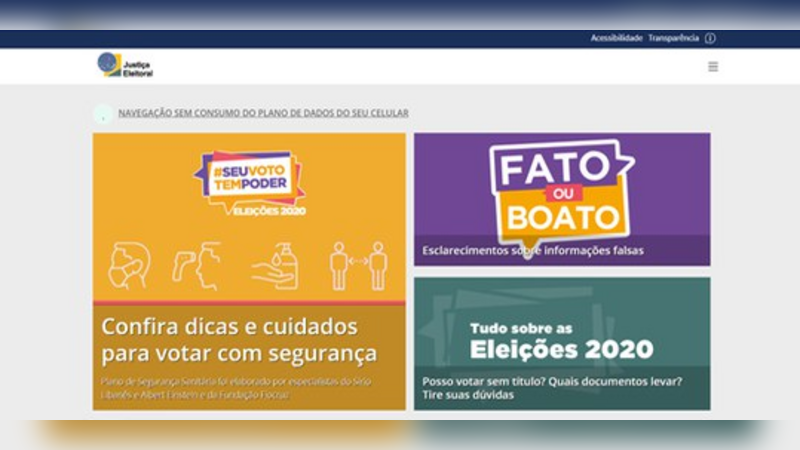 Portal da Justiça Eleitoral oferece, sem gastar pacote de dados, serviços e dicas ao eleitor